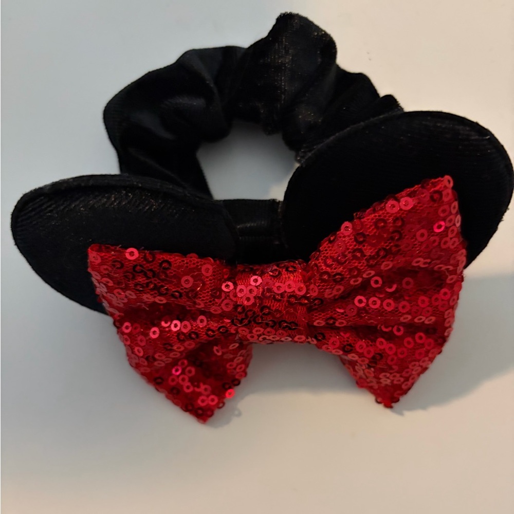 Disney Black and Red Sequin Bow Hair Scrunchie